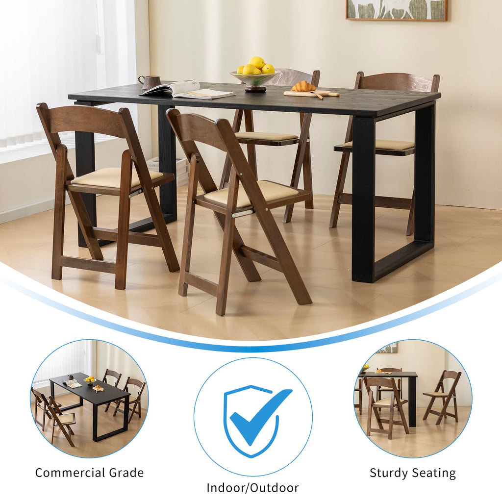 Wooden Folding Chair, Classic-Fruit Wood Color, Set of 4