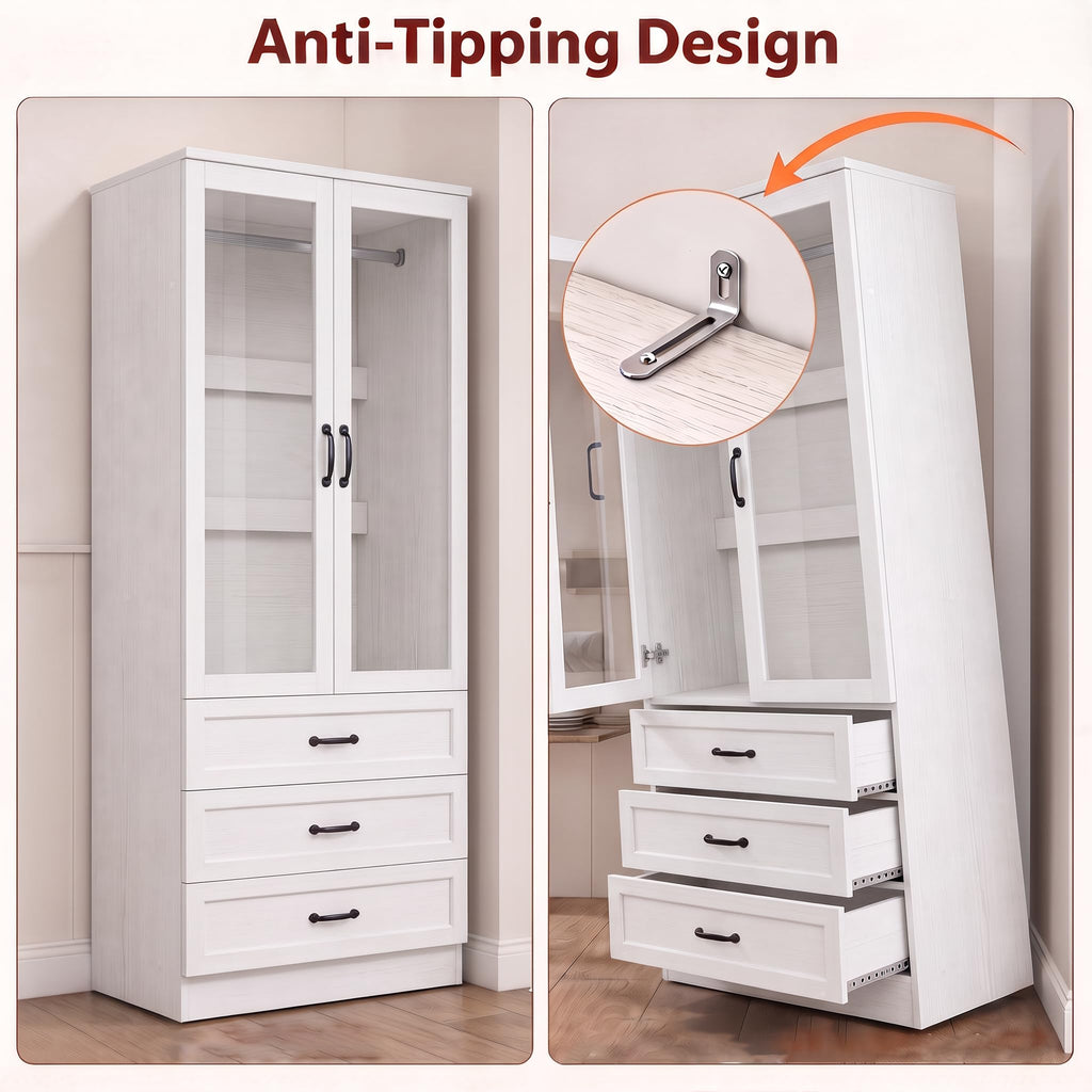 Armoire Wardrobe Closet, Farmhouse Wooden Wardrobe