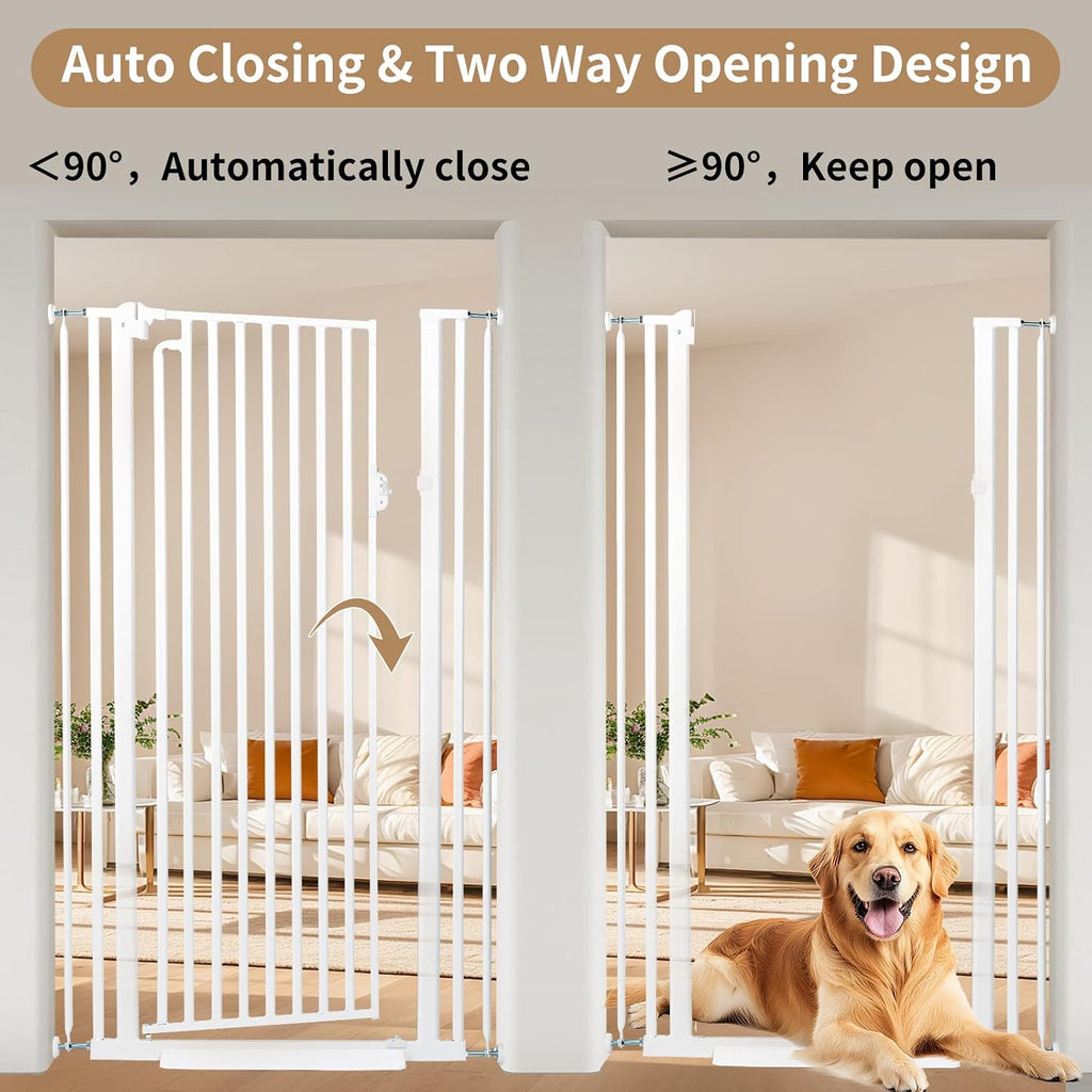 59" Extra Tall Cat Gate for Doorway, 29.4-33.4" Wide, White