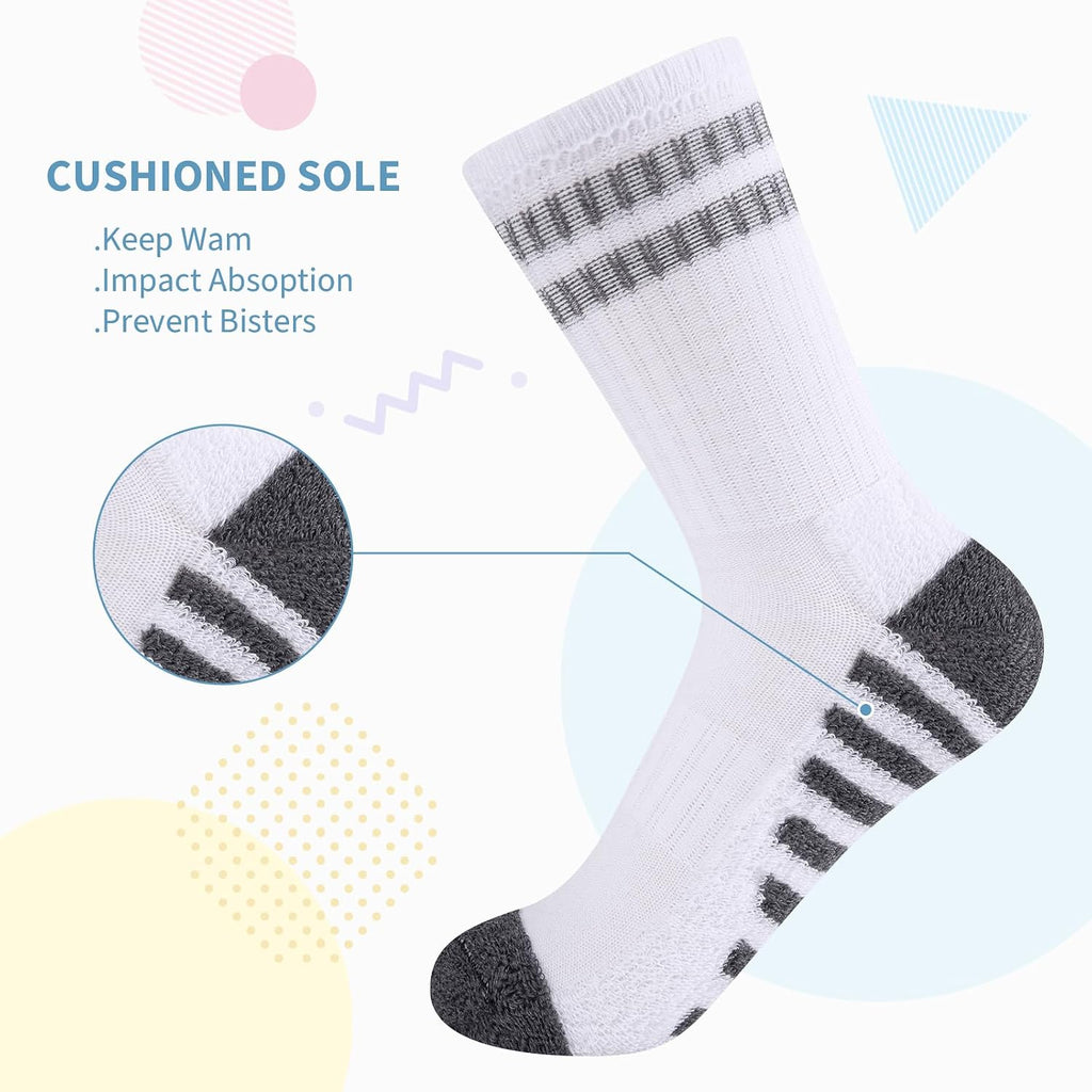 Boys Crew Calf Kids Socks for Boys Athletic School Long Half Cushioned Socks 8 Pairs