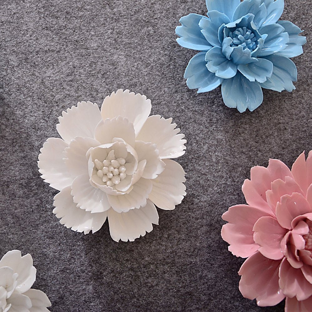 Peony Ceramic Flower Wall Décor Artificial 3D Flower Wall Art Home Hallway Bedroom Kitchen Farmhouse Bathroom Dining