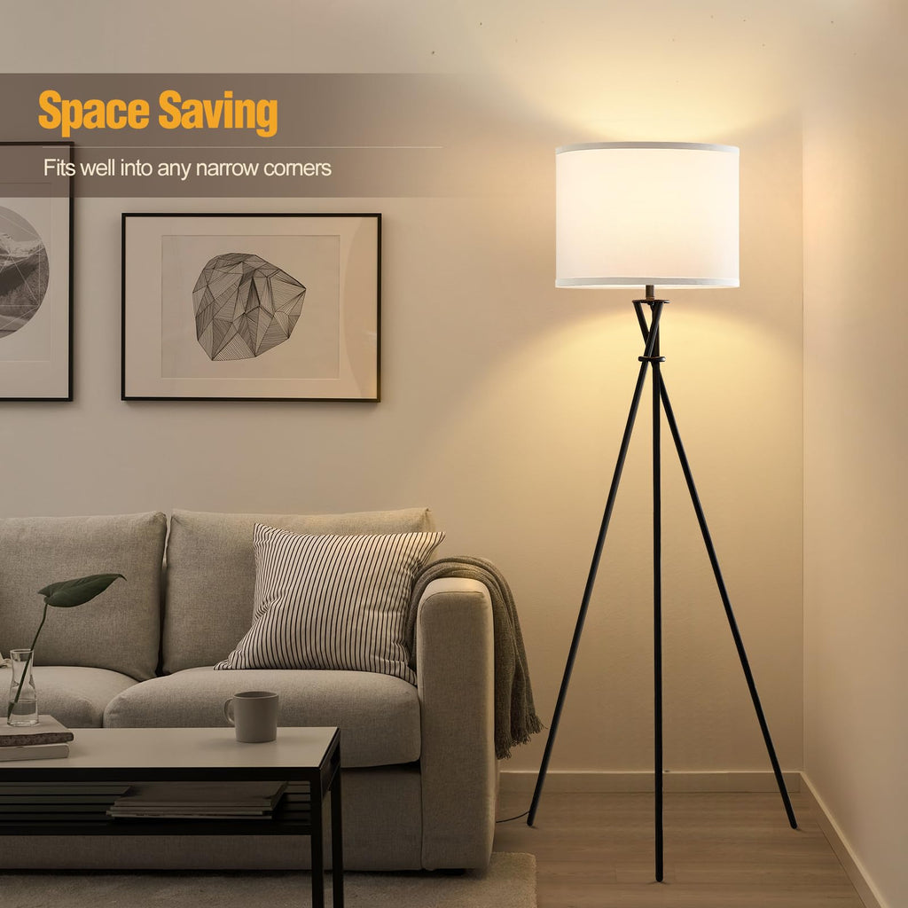 Black Tripod Floor Lamp, 61" Floor Lamps with Rotary Switch