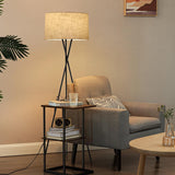 Sadie 60" Modern Tripod Floor Lamp with Honey Beige Linen Drum Shade