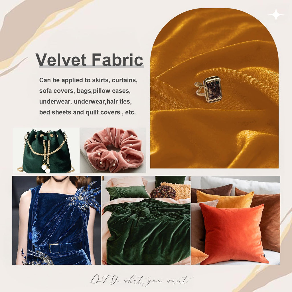 5 Yard Gold Stretch Velvet Fabric 60" Wide for DIY Crafts