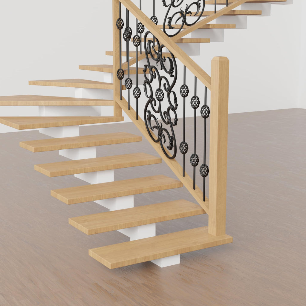 58" Solid Wood Newel Post with Pedestal - Box Newels for Indoor Stair Railing, Plain Style Staircase Handrail