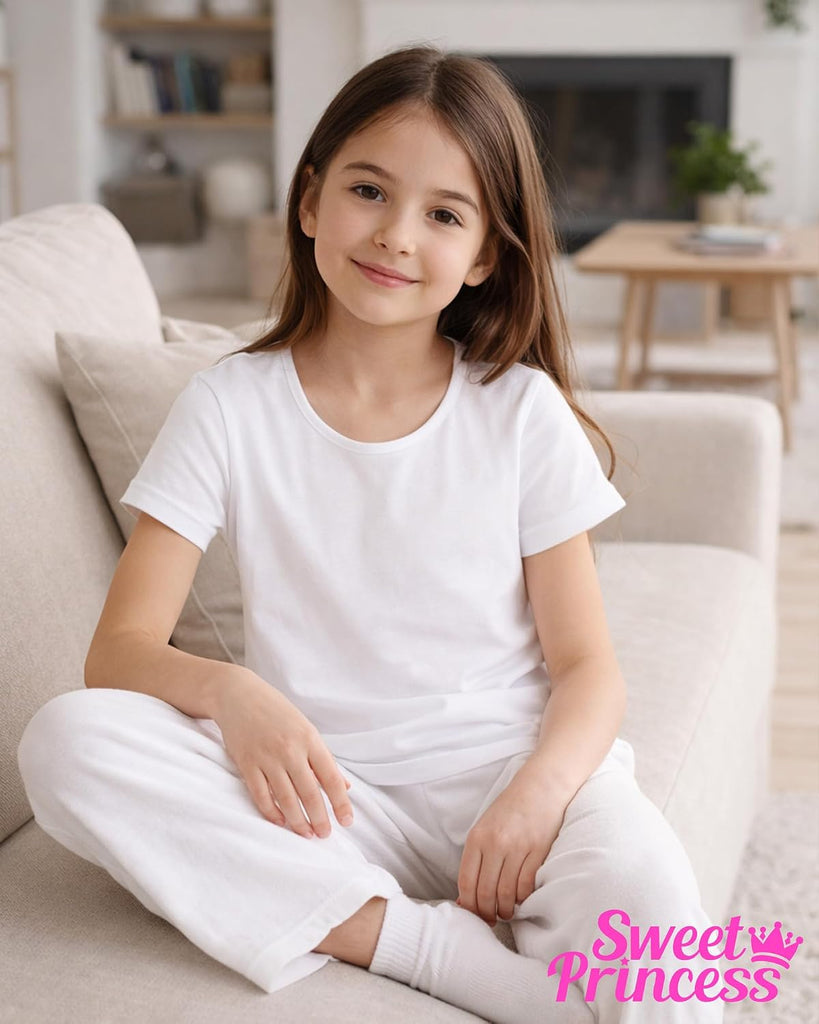 Girls Undershirts 6 Pack Soft Cotton Crew Neck Tee