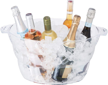 Acrylic Oval Party Tub - Clear Beverage Cooler w/Handles, Wine Cooler, Beer Chiller, Ideal Party Tubs for Drinks, Use