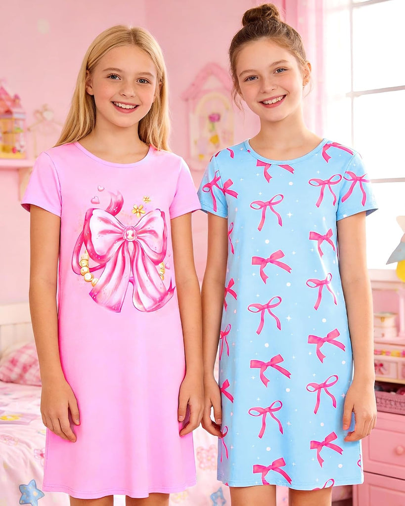 2Pcs Girls Nightgowns Kids Pajamas Princess Nightgown Dress Sleepwear for Toddler Little Girls Nightdress