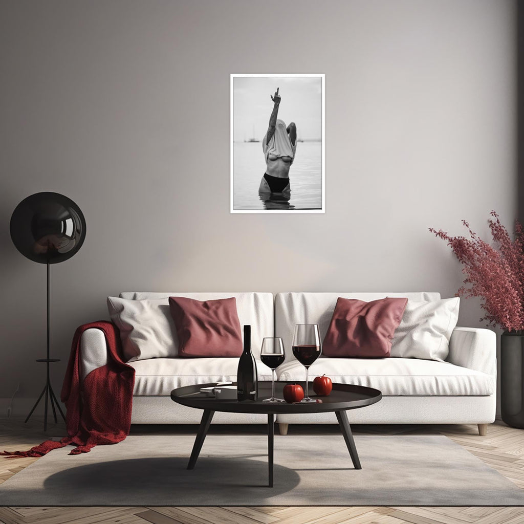 Retro Feminist Middle Finger Posters Black And White Canvas Wall Art Trendy Photography Photo Art Print Sexy woman