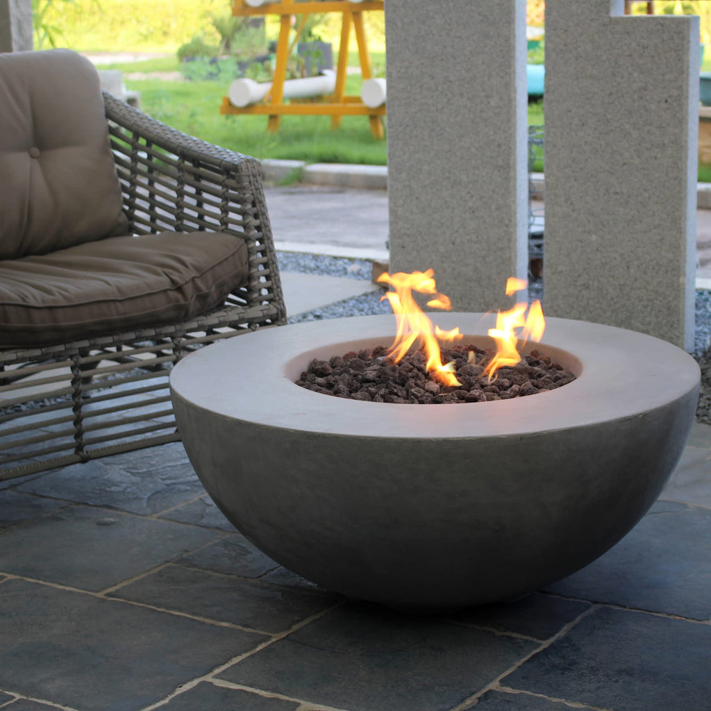 Roca Propane Fire Pit Table, Round Cast Concrete, 34 x 34-in