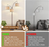Dimmable Floor Lamp, 3 Lights Brown Arc Floor Lamp