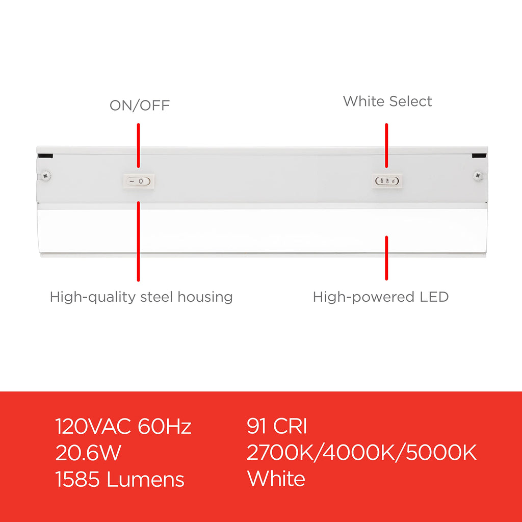 48 Inch Hardwired Under Cabinet Light, Dimmable 1585 Lumens