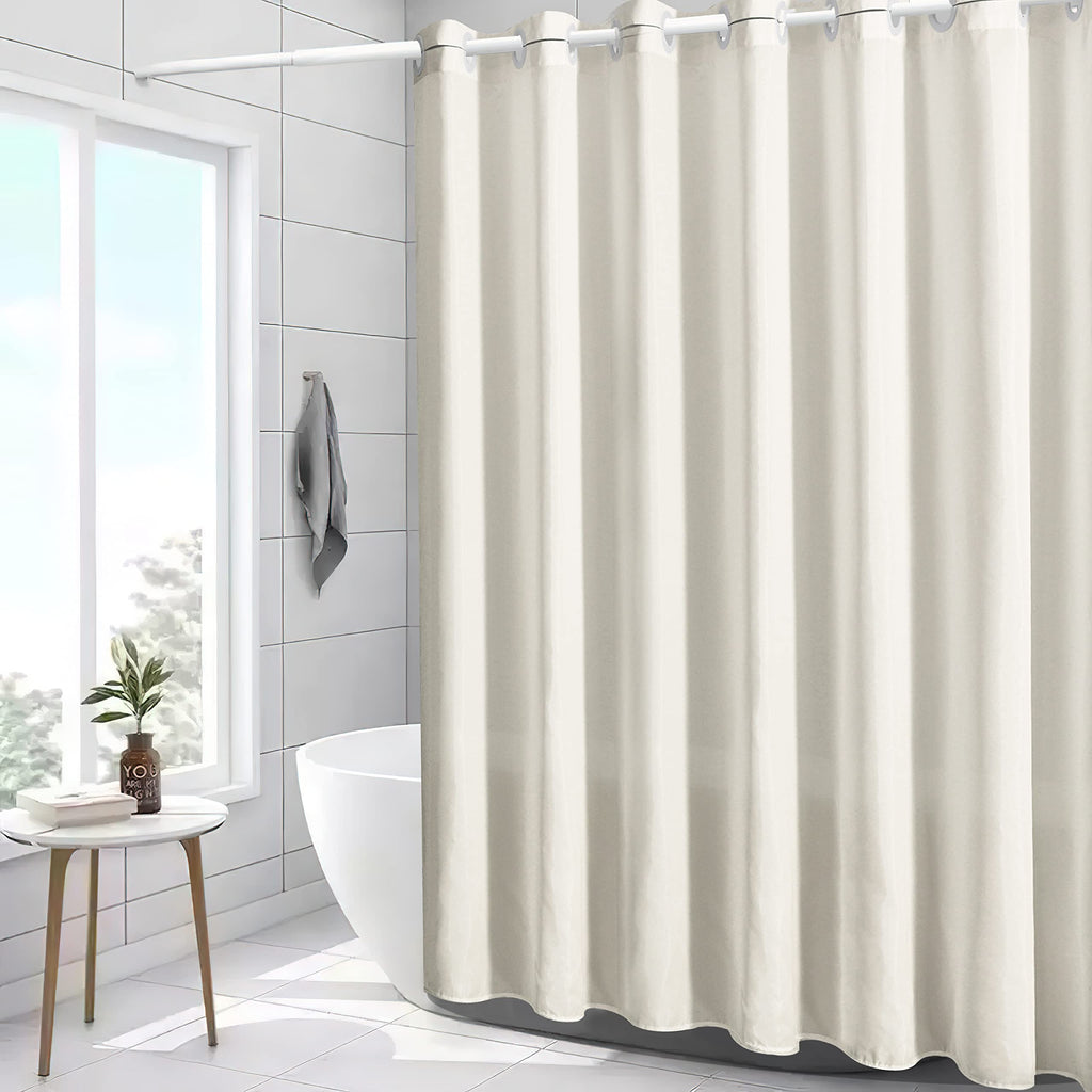 Stall No Hook Shower Curtain Farmhouse Boho Beige Waterproof 48x84