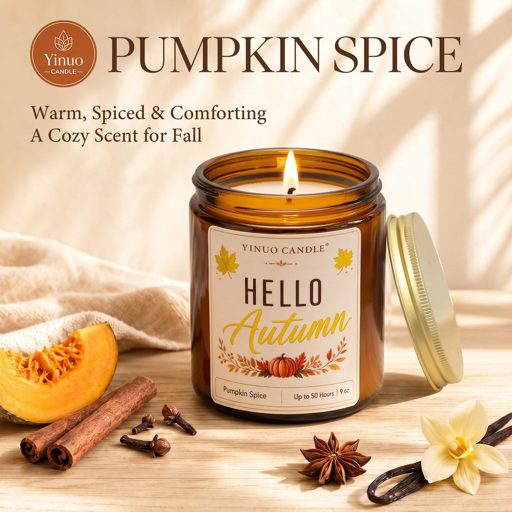Pumpkin Spice Scented Candle, 9 oz Soy Wax Fall Candle
