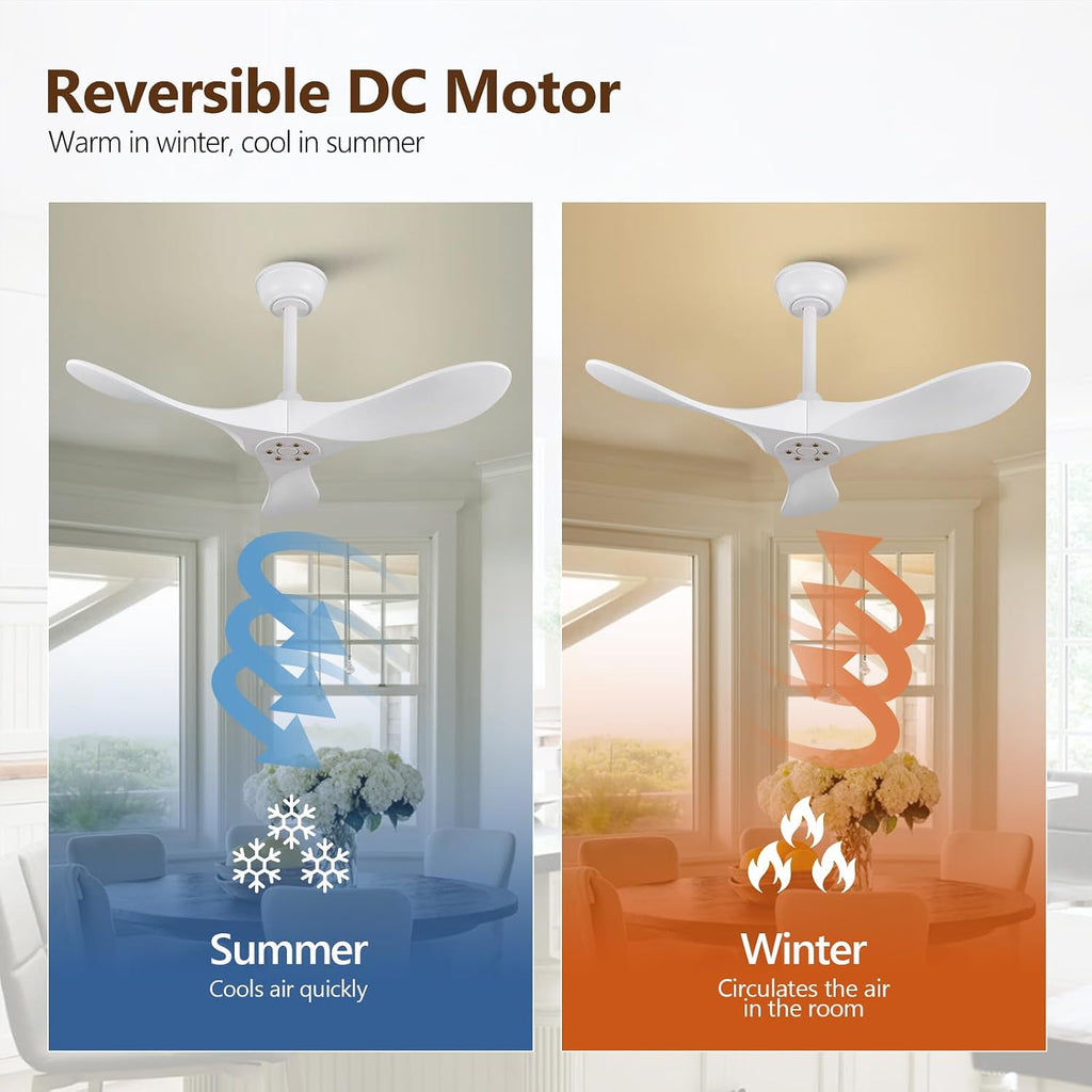 Inspired Maverick Style 36 Inch Solid Wood Ceiling Fan with Remote,White Ceiling Fan no Light,6 Speeds,Noiseless,Reversible DC Motor,Modern Ceiling Fans without Lights for Outdoor Indoor Bedroom Farmhouse,Patios A101-B0DFTDTVZZ