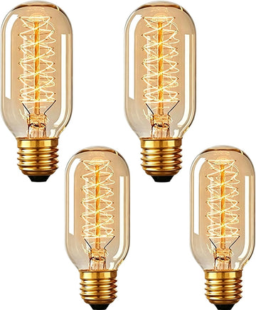Edison Bulbs,Vingtage Filament Light Bulb,T45 2700K Warm Light 40 Watt,110V-130V E26/E27 Base Dimmable Decorative