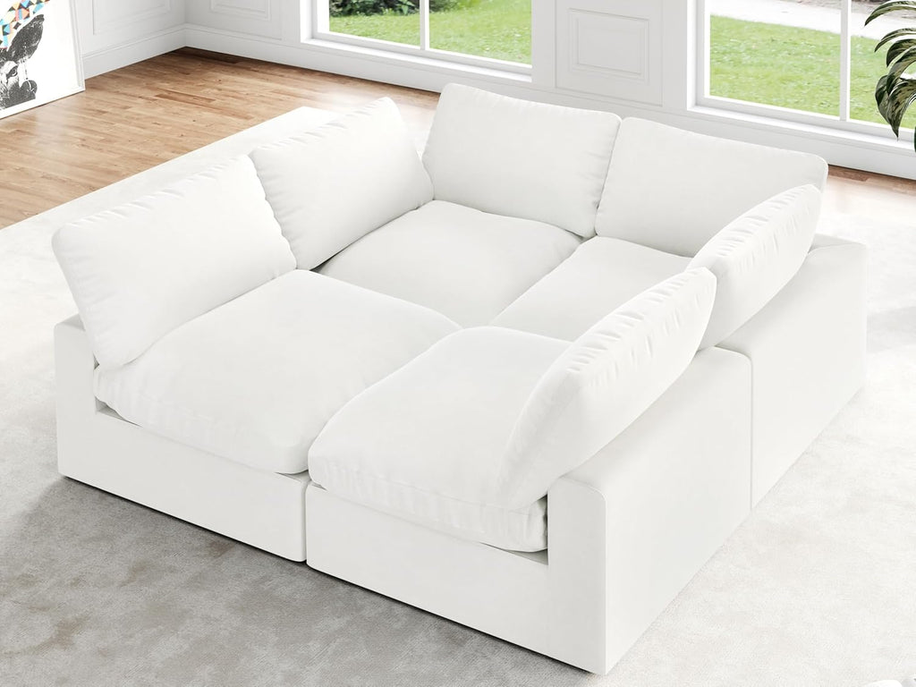 Cloud Modular Sectional Sofa, Oversized Convertible Modular Cloud Couch, Down Feather Filled Sectional Sofa Comfy Upholstered Deep Seat Couches for Living Room, Sofa Covers Washable & Replaceable A124-B0DJ7B4JD1