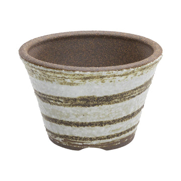 Banko Bonsai Pot 4.3in, Handmade Japanese Planter, White Brush