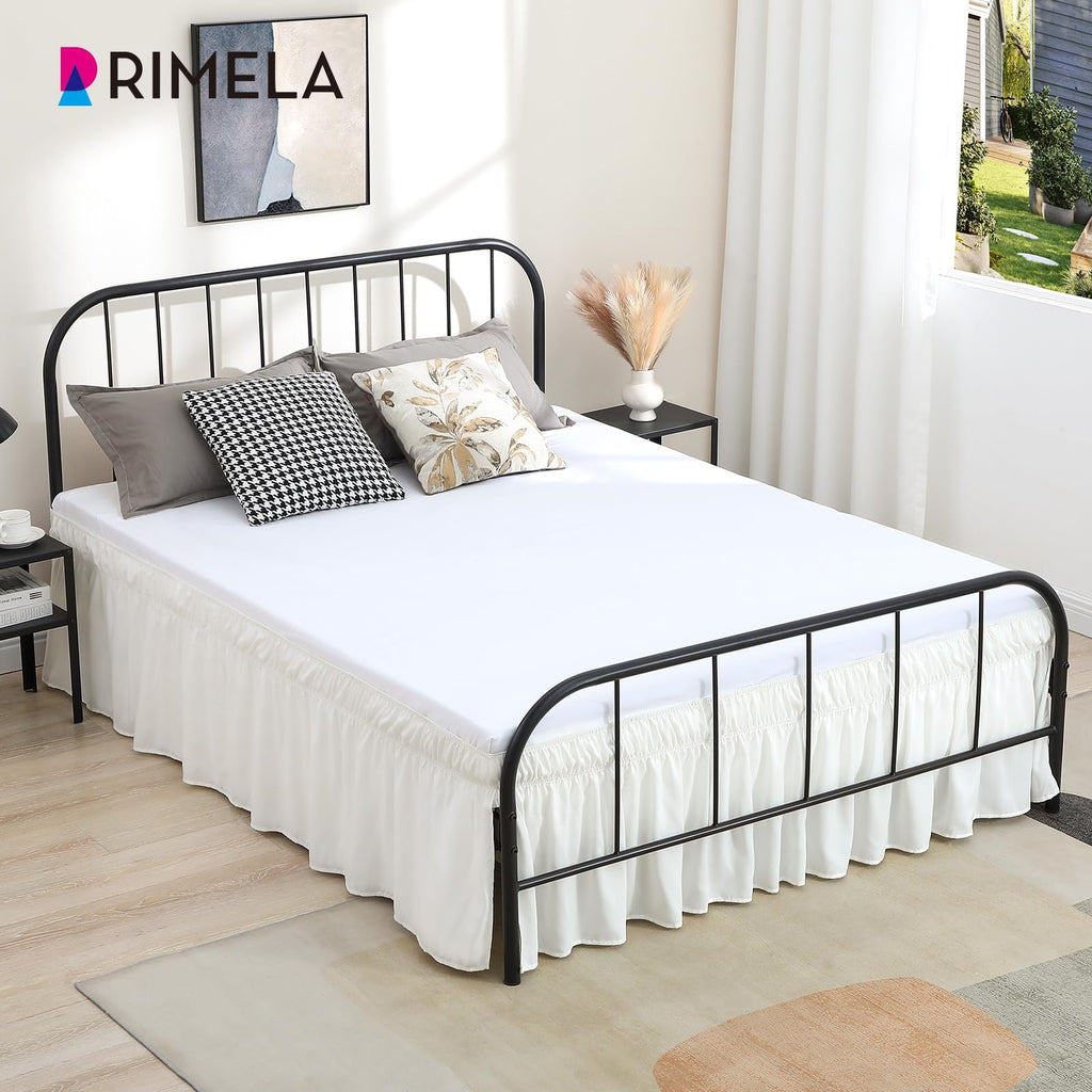 Full Bed Skirt 15 Inch Drop, Elastic Wrap Around with Split Corners