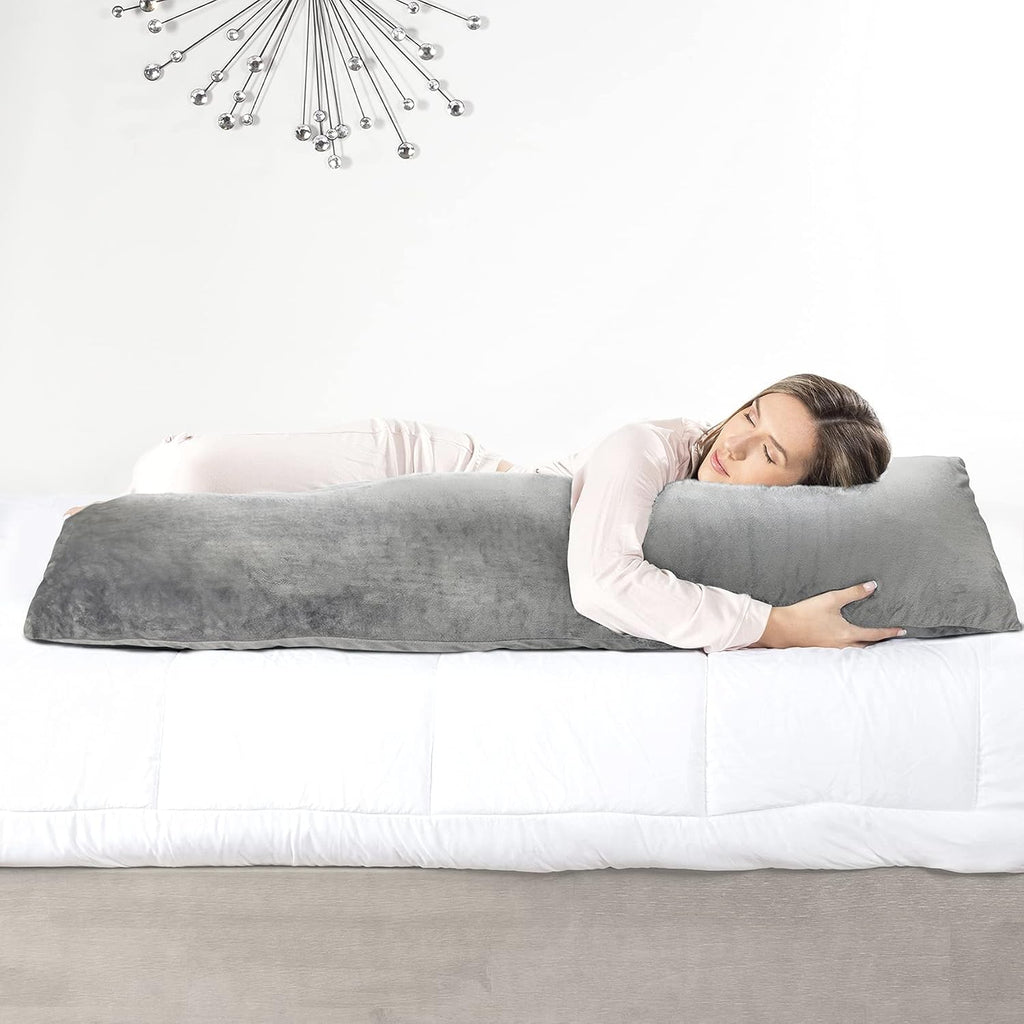 Full Body Pillow - Shredded Memory Foam with Washable Cover - Long, Hypoallergenic, Firm Hug Pillows for Side and