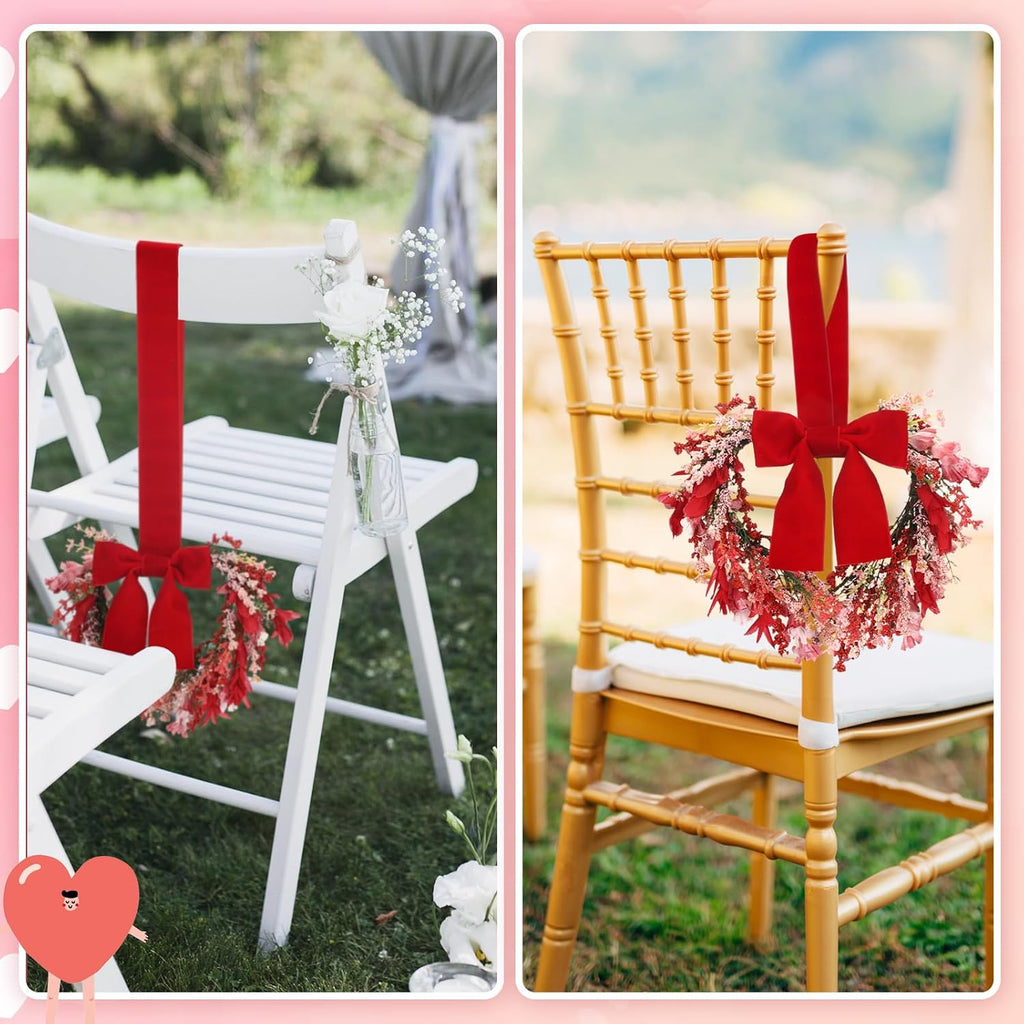 9" Small Valentines Day Wreath for Cabinet Front Door Valentine Wreath Red Artificial Heart Flower Spring - Set of 2