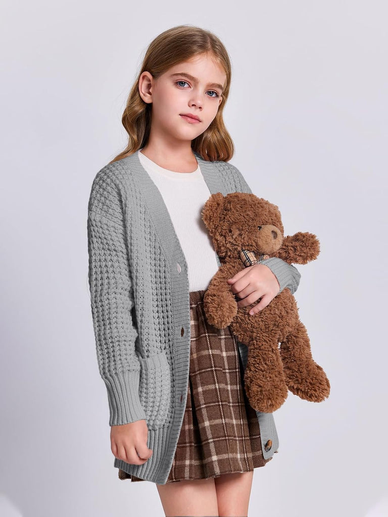 Sweater Kids Open Front Button Down Knit Sweaters