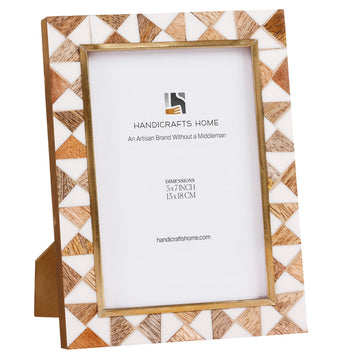 Handmade 5x7 Resin Inlay & Wood Picture Frame Brass