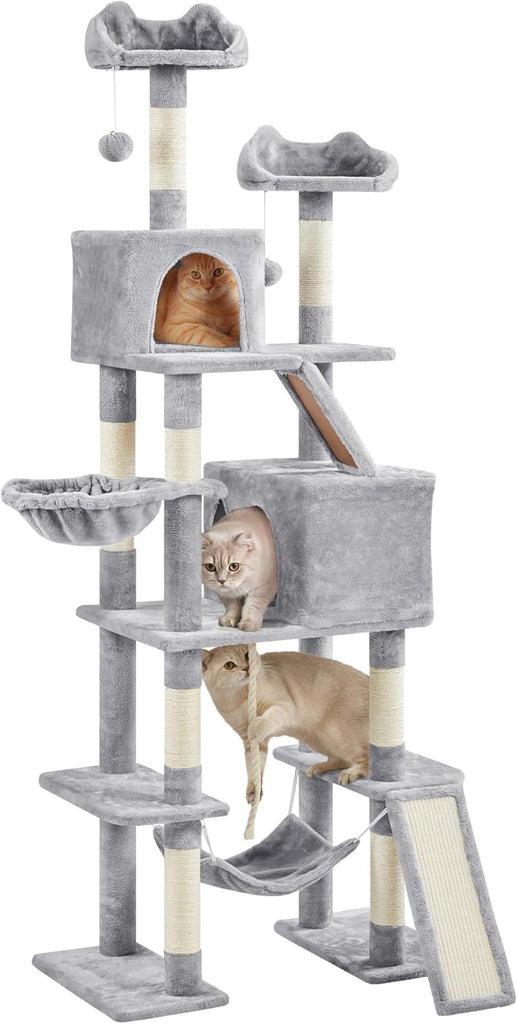 82.5in Tall Cat Tree for Large Cats, Sturdy Multi-Level Condo