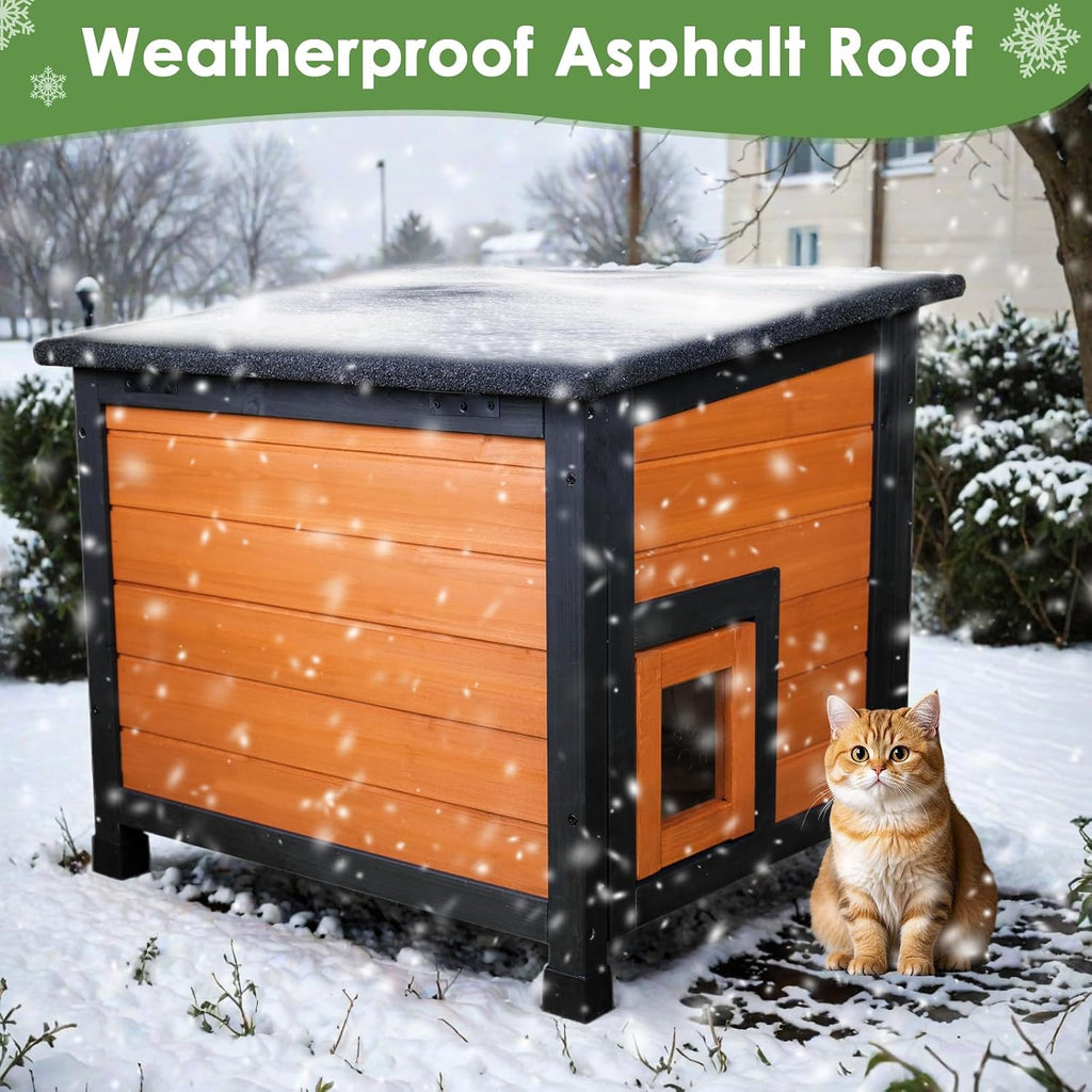 Outdoor Insulated Cat House, Weatherproof, Brown, 23.6"x20.9"x20.3"