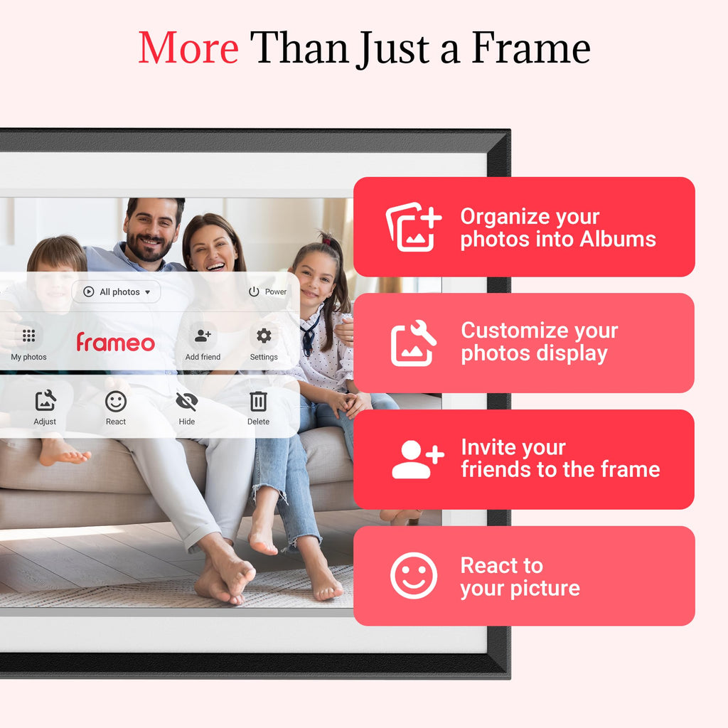Frameo Digital Picture Frame - 10.1 Inch Smart Wi-Fi Photo Frame with Easy App Connection, Gift for Women, Mom
