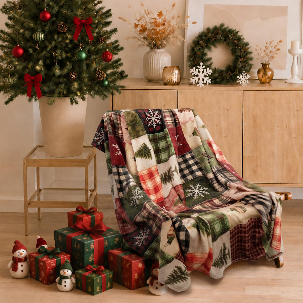 Christmas Plaid Throw Blanket for Couch Sofa Bedroom and Living Room