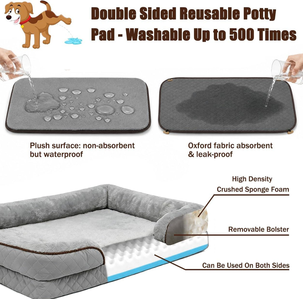 Orthopedic Memory Foam Dog Bed with Reusable Potty Pad