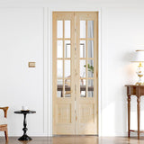 Bifold Doors for 32"×80" Opening, Clear Glass French Interior Folding Barn Door with Concealed Hardw