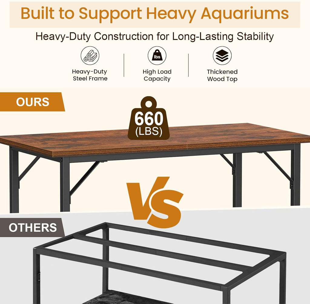40 Gallon Fish Tank Stand, Heavy Duty Metal Aquarium Stand with Storage Shelves, 660LBS Capacity Double Aquarium