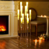 4 Pcs 10 Arm Wedding Acrylic Candelabra Table Centerpieces with 40 LED Candle 46.5'' Tall Floor Candlestick Clear