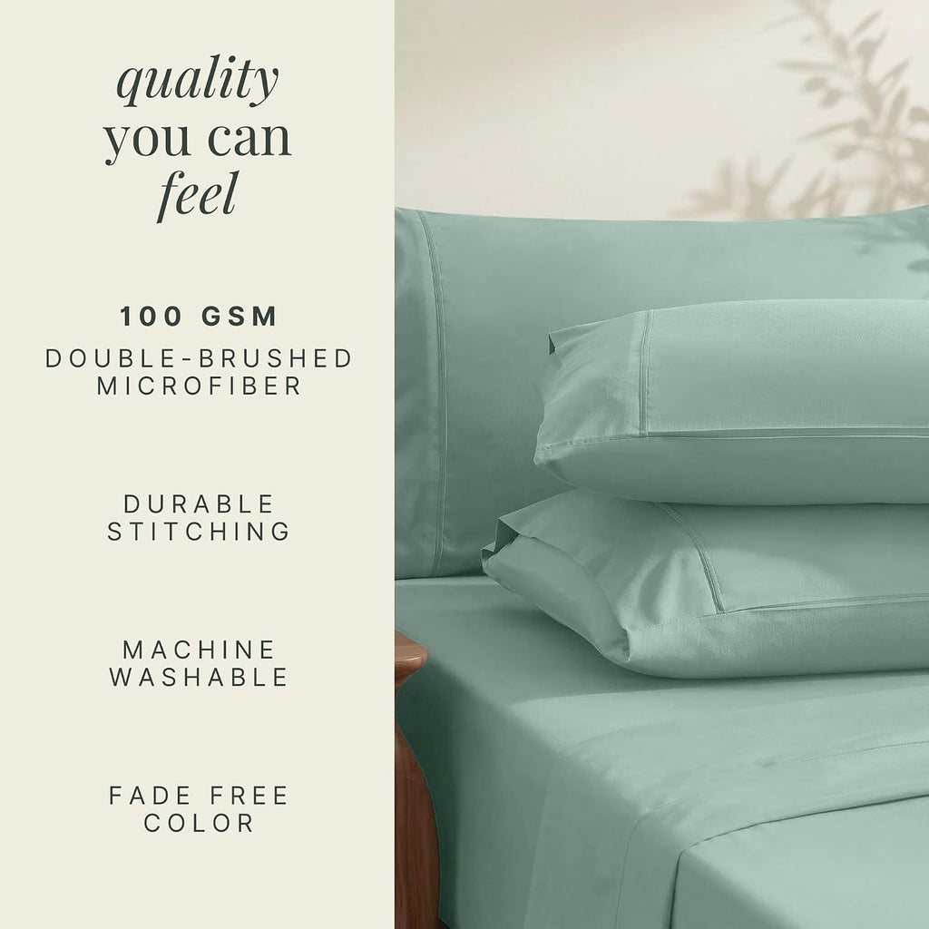 Bed Sheets, Luxury Soft 6 Piece Bed Sheet Set Extra Deep Pocket Fitted Sheets Fits Mattress up to 21", Double Brushed