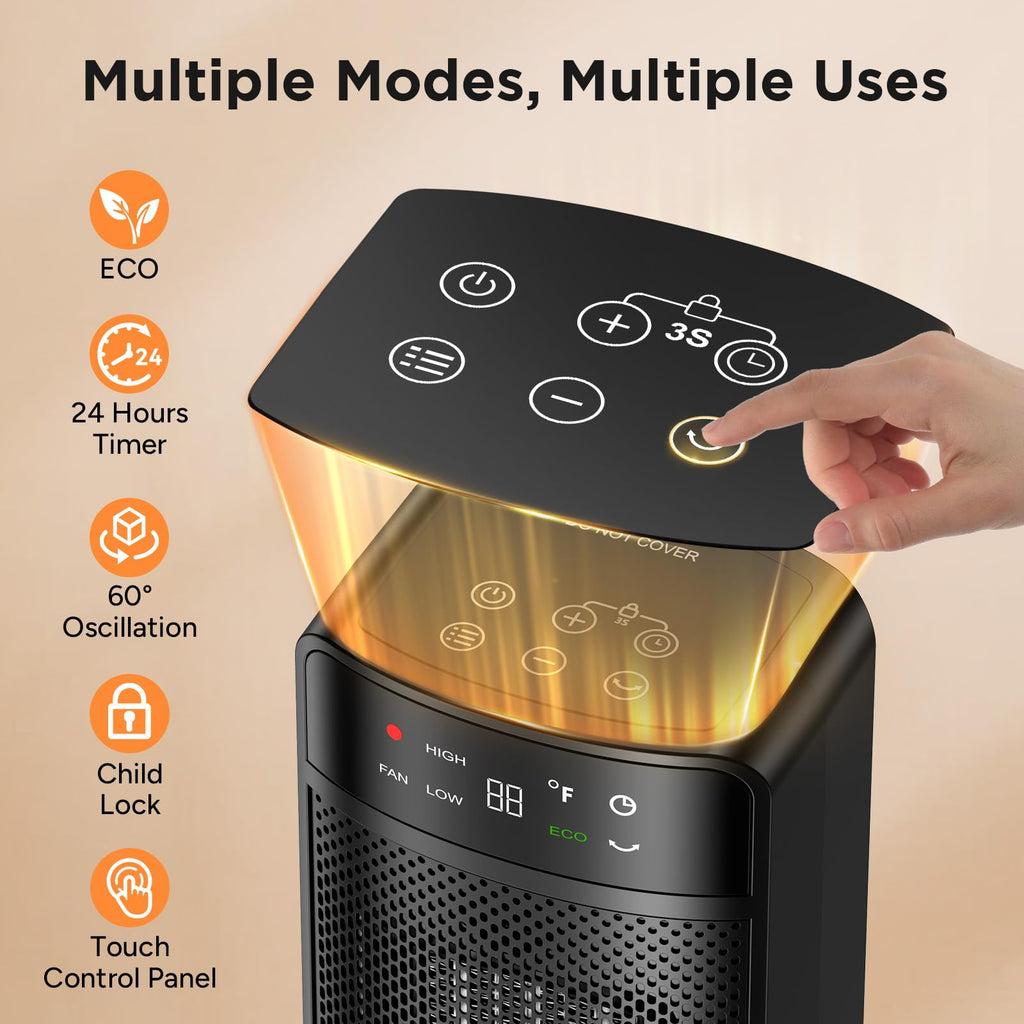 1500W Space Heaters for Indoor Use,PTC Ceramic Electric Heater with Remote