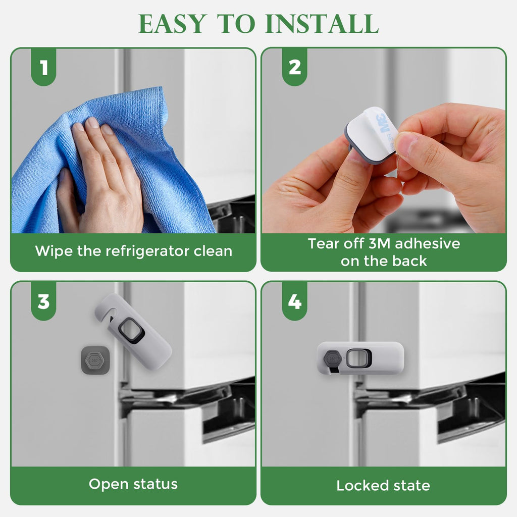 5 Pack Child Proof Refrigerator Lock, Baby Proofing Cabinet Locks, Oven Lock Child Safety, Fridge Lock, for Fridge