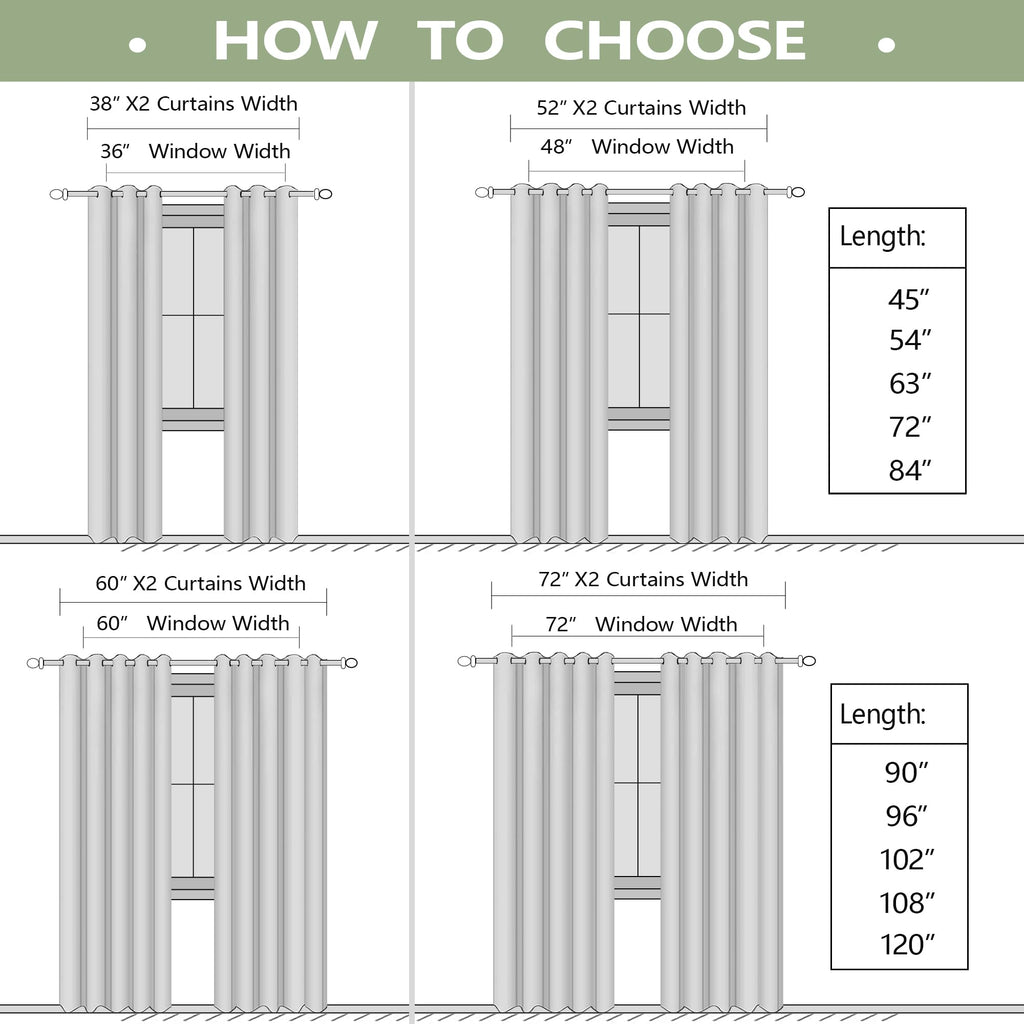 86 Inch Cream Curtains, Modern Thermal Insulated Blackout Curtains Energy Efficient Bedroom 2 Panel Set, 52x86 Inches