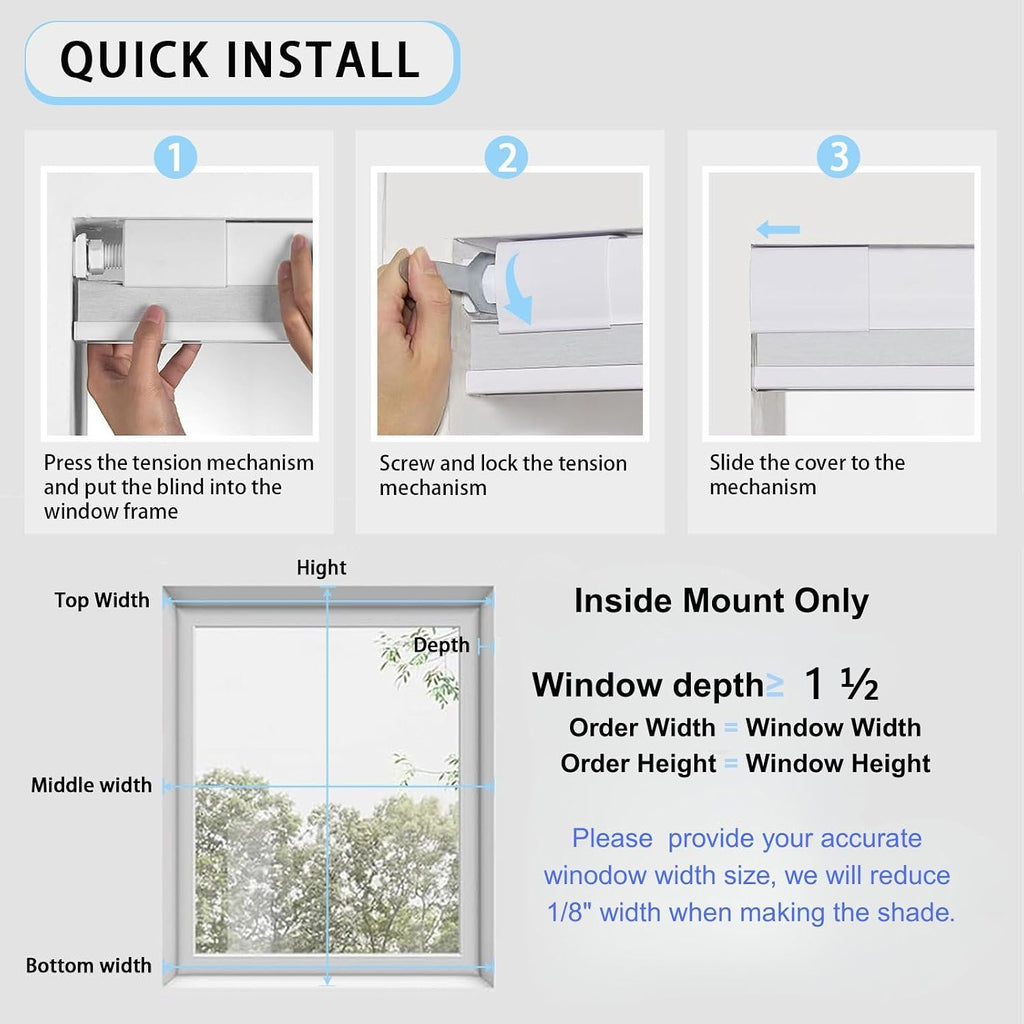 Cordless Honeycomb Cellular Shades No Drill No Tools Easy to Install UV Protection Indoor Windows Thermal Insulated