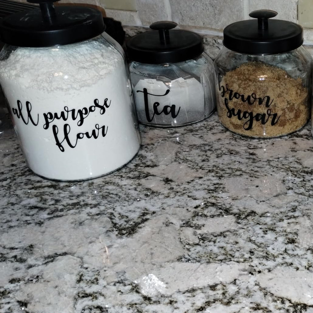Glass Cookie Jar Food Container with Airtight Black Metal Lid, Medium, 3PCS
