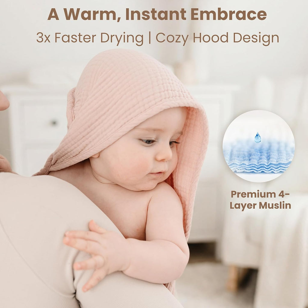 Pack 100% Muslin Cotton Hooded Baby Bath Towels for Boys and Girls