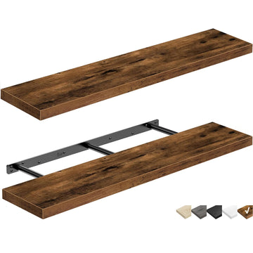 Long Floating Shelves for Wall (Brown, Set of 2, 39.4")