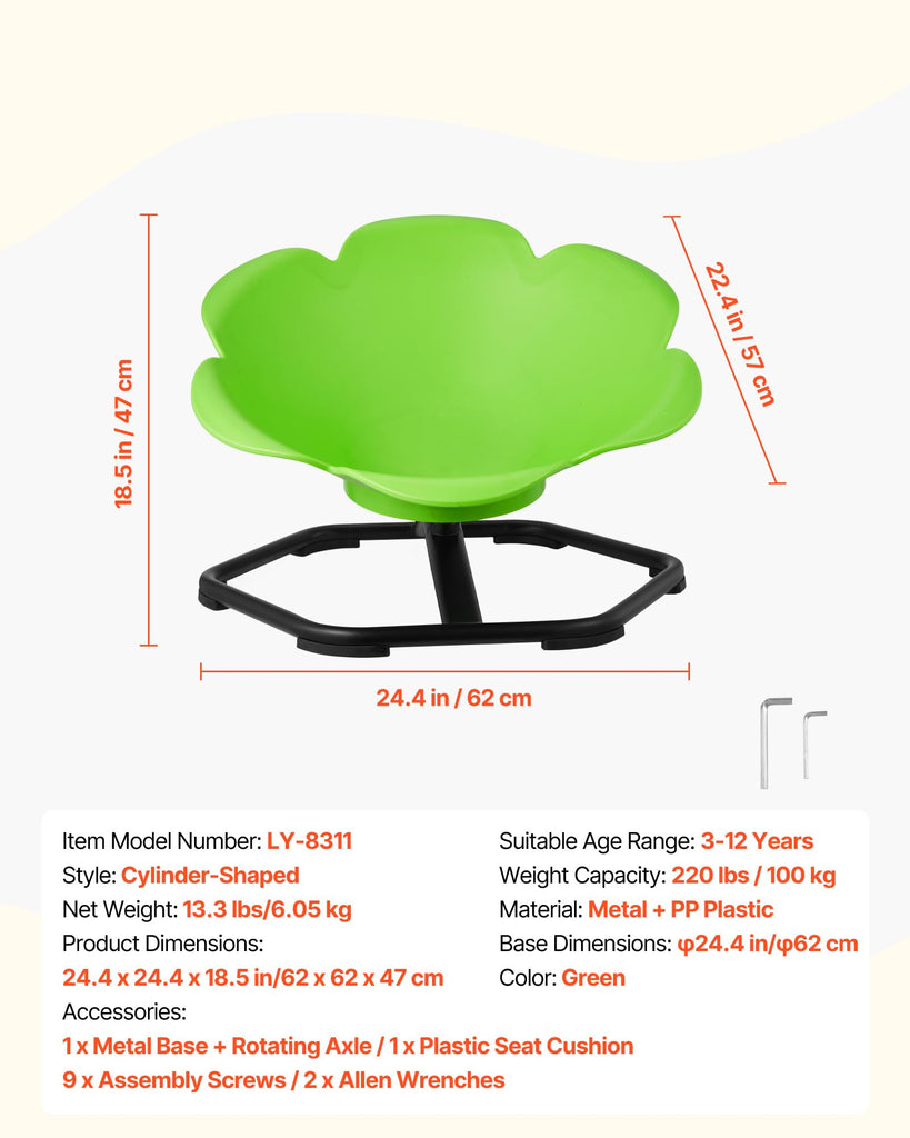 Kids Swivel Chair, 220 lbs Capacity, Cylinder Shape Sensory Spinning Chair, Autistic Kids Sensory Toy Seat with