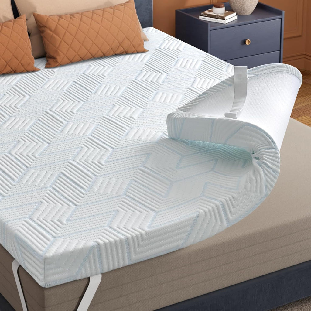 3 Inch Gel Memory Foam Mattress Topper Queen - Pressure Relief & Breathable for Deeper Sleep - Bed Toppers with