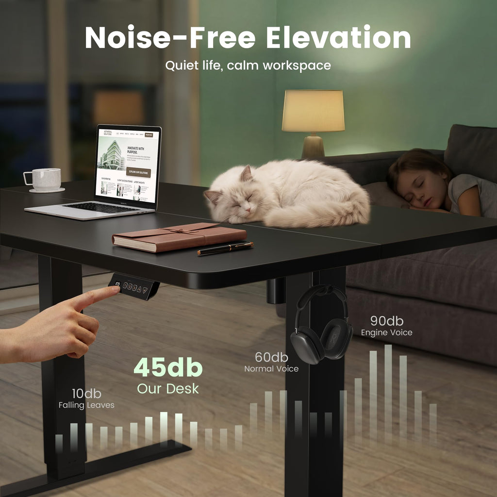 55x30 Large Electric Standing Desk, 30" Deep Desktop, Black