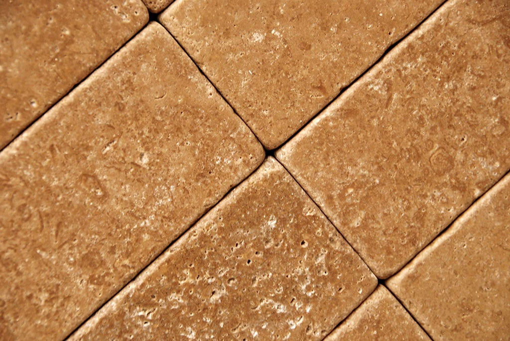 Noche/Chocolate Travertine Tumbled 3"X6" Subway Tile -50 sq.ft.
