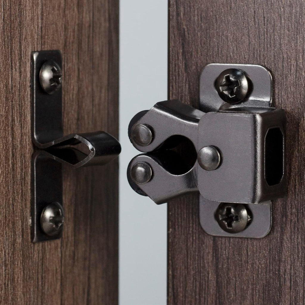 4 PCS Cabinet Latch Double Roller Catch Hardware Door Latches and Catches, Black Nickel