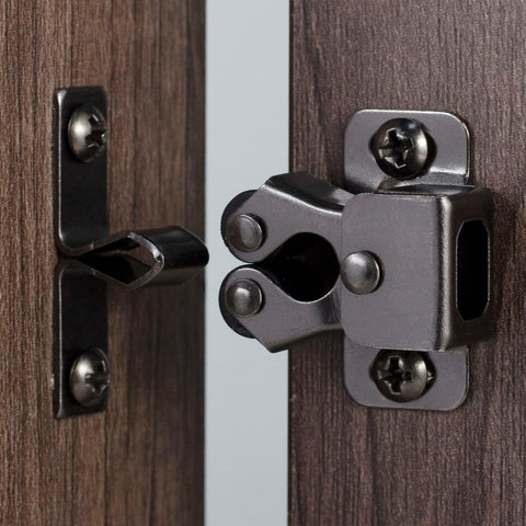 8 PCS Cabinet Latch Double Roller Catch Hardware Door Latches and Catches, Black Nickel