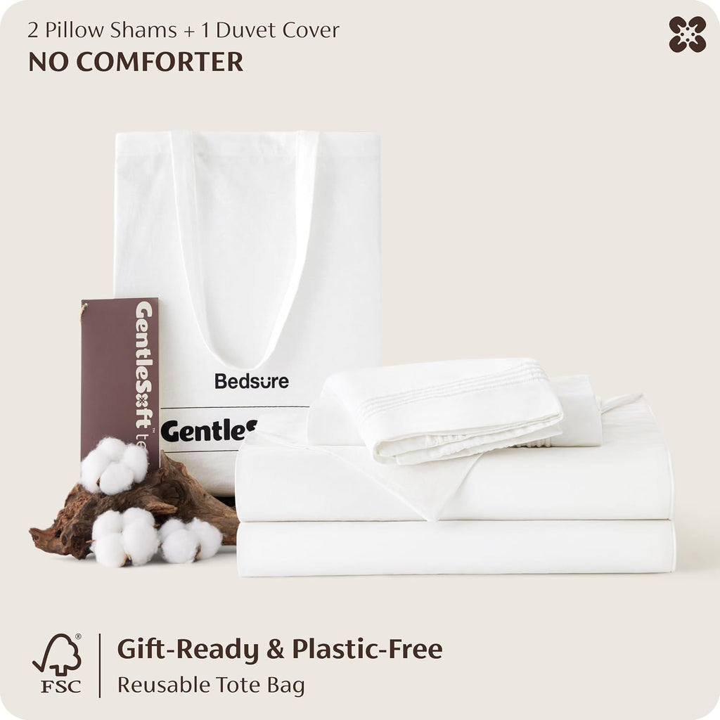 100% Cotton Percale Duvet Cover Queen, Luxury Hotel Duvet Cover, Rope Weave White Comforter Cover, PureWoven